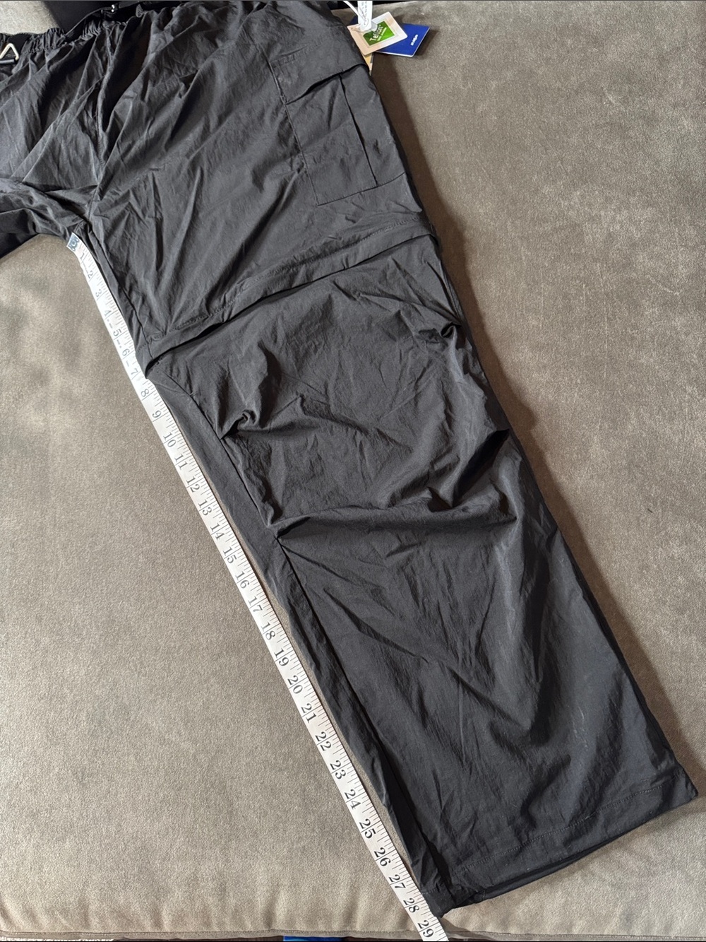 Mens Black Convertible Cargo Pants Shorts Water-Resistant Zip Pocket *LARGE READ - Picture 8 of 15